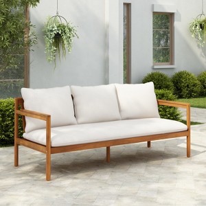 Christopher Knight Home Negley Outdoor 73-Inch Acacia Wood 3 Seater Sofa with Rope Back - 1 of 4