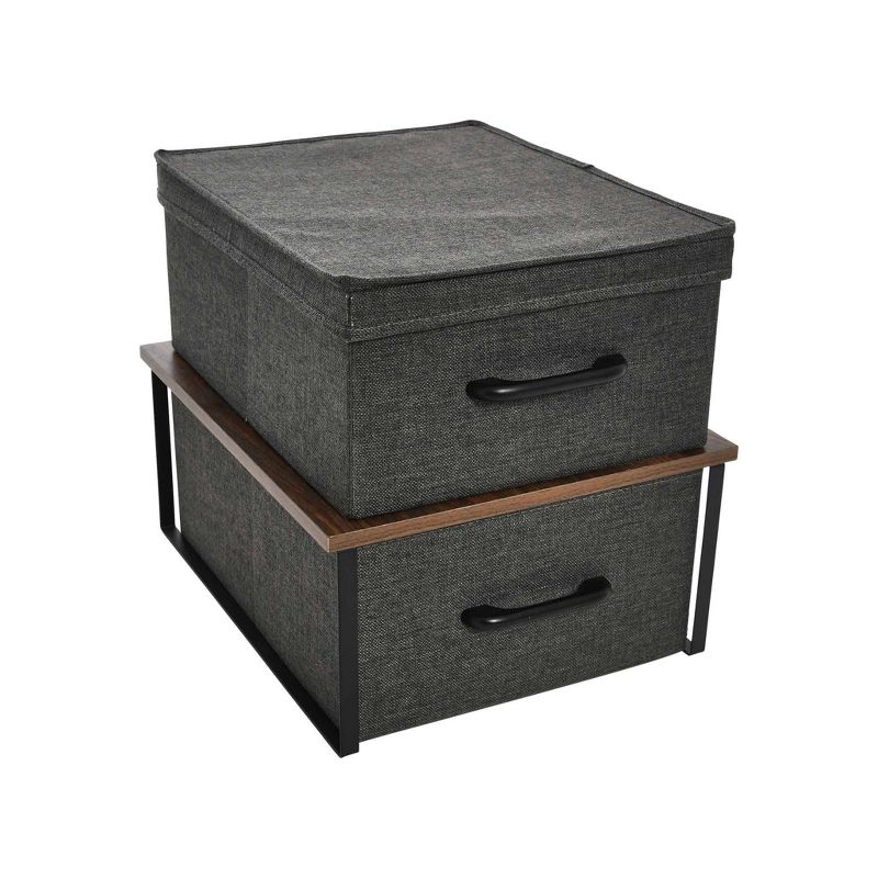 Household Essentials Stacking Storage Boxes with Laminate Top Walnut, 1 of 12
