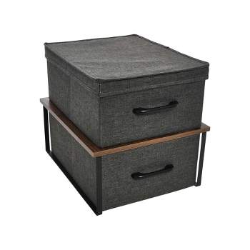 Household Essentials Stacking Storage Boxes with Laminate Top Walnut