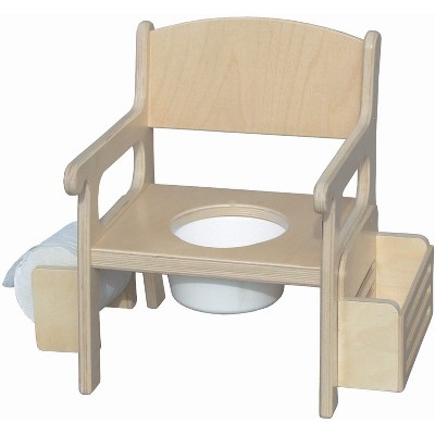 Little Colorado Deluxe Birch Plywood Toddler Potty Training Bathroom Chair Seat w/ Removable Plastic Pot, Toilet Paper Holder, & Book Rack, Natural