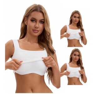INSPIRE CHIC Women's 3 Packs U Back Tanks with Built-In Bra Silky No Show Basic Camisoles - 1 of 4