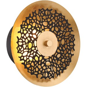 Possini Euro Design Possini Euro Kora 8 1/2" High Black and Gold Leaf LED Wall Sconce - 1 of 4