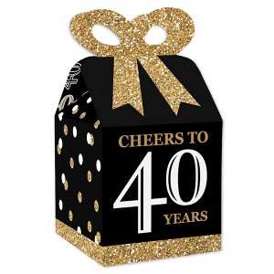 Big Dot of Happiness Adult 40th Birthday - Gold - Square Favor Gift Boxes - Birthday Party Bow Boxes - Set of 12 - 1 of 4