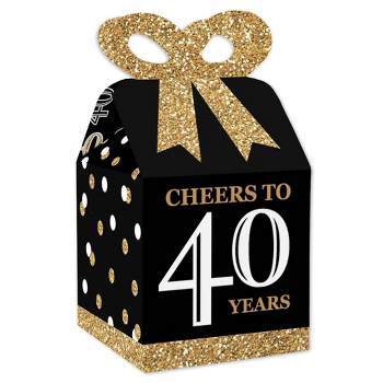 Big Dot of Happiness Adult 40th Birthday - Gold - Square Favor Gift Boxes - Birthday Party Bow Boxes - Set of 12