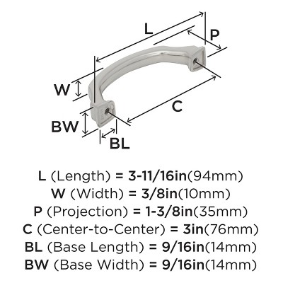 Polished Nickel 3" Traditional Cabinet Pull with Mounting Hardware