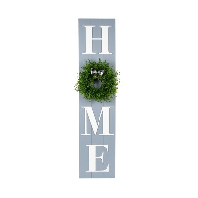 10" x 45" Home Leaner with Greenery Wall Sign Panel Gray - Prinz