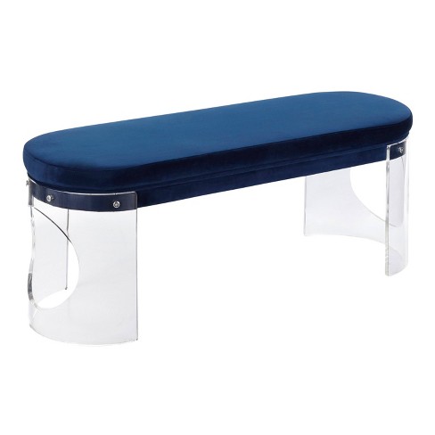 Clarity Contemporary Glam Bench Clear Navy Blue Velvet Lumisource Target