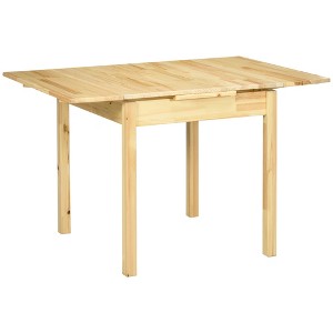 HOMCOM Folding Dining Table with Pine Wood Frame, Drop Leaf Tables for Small Spaces, Foldable Kitchen Table for Dining Room, Natural - 1 of 4