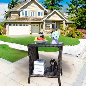 Sapphtopaz Modern Outdoor End Table Outdoor Side Table, Patio Table Small Table for Backyard, Balcony, Porch - 1 of 4