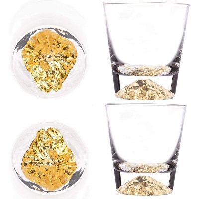 Crystal Clear Gold Heavy Base Whiskey Tumbler Set of 4
