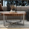 NicBex Natural Wood Texture Round Coffee Table with Sturdy Base & Fluted Sides,Minimalist Wooden Tea table Center Table for Living Room,Brown - 2 of 4