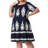 Agnes Orinda Women's Plus Size Square Neck Short Sleeve Flowy A Line Midi Summer Boho Dresses - 2 of 4