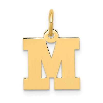 Black Bow Jewelry 14k Yellow Gold, Amanda Collection, Small Block Initial M Pendant