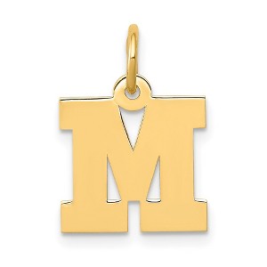Black Bow Jewelry 14k Yellow Gold, Amanda Collection, Small Block Initial M Pendant - 1 of 4
