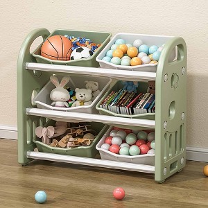 BABYYER Kids Toys Storage Organizer with 6 Removable Bins, Toy Storage Cabinet for Playroom and Bedroom, Toddler Furniture for Boys and Girls - 1 of 4