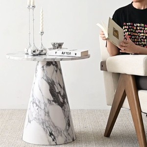 Dwen Small Round End Table,24 Round End Table with Pedestal Base,Black Circle Side Table-Maison Boucle - 1 of 4