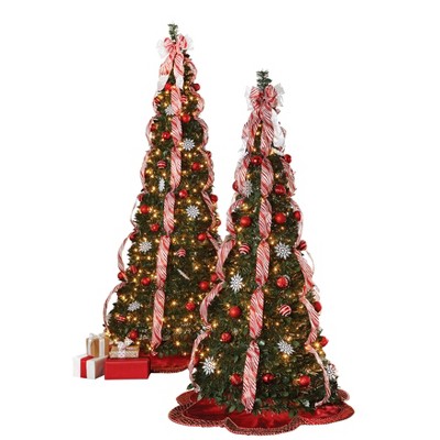 BrylaneHome 7.5 Ft Fully Decorated Pre-Lit Pop-Up Christmas Tree