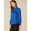 INSPIRE CHIC Women's Puff Long Sleeve Point Collar Vintage Button Work Satin Shirt - 4 of 4