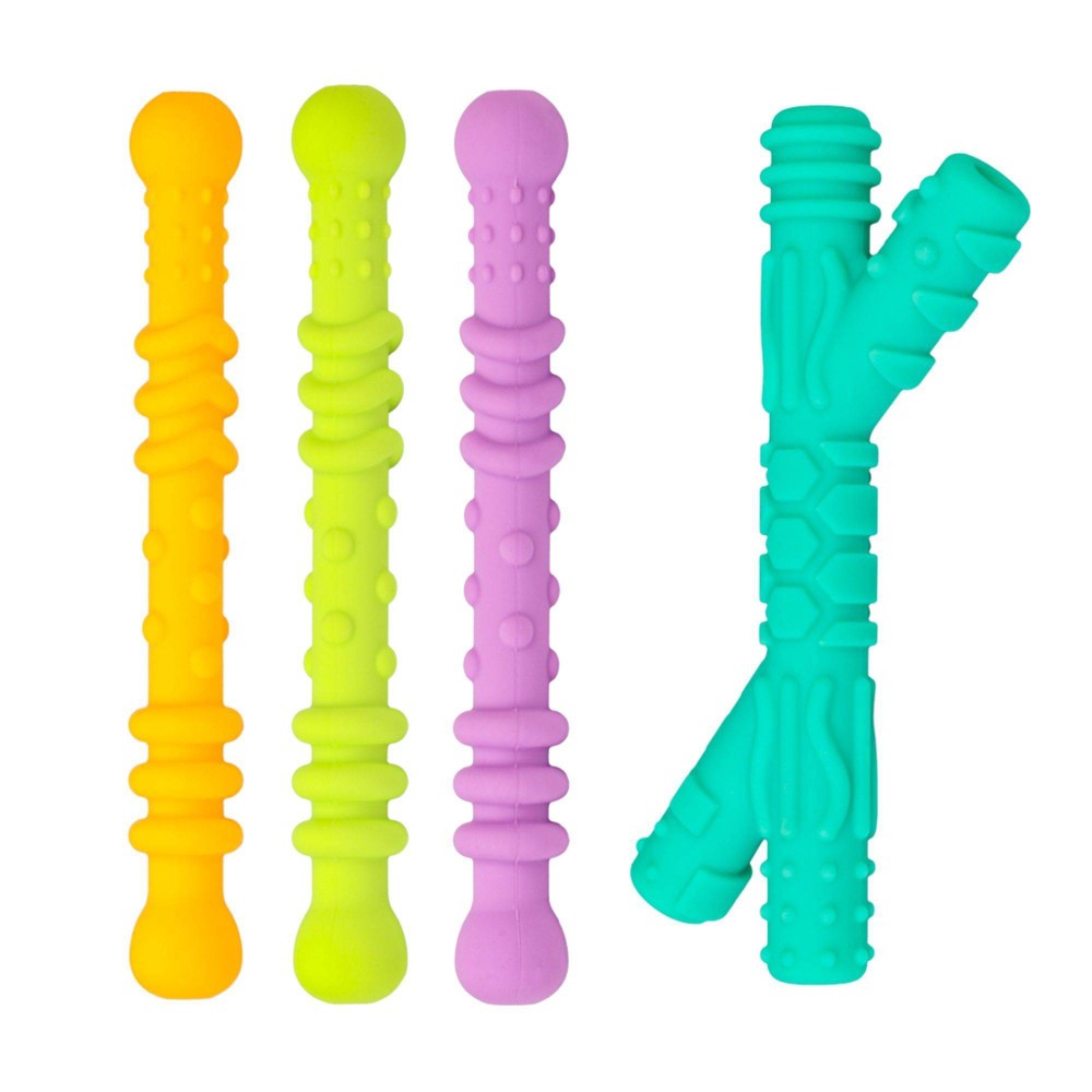 Photos - Rattle / Teether Re-Play Assorted Teether Straws with Cleaning brush - 4pk