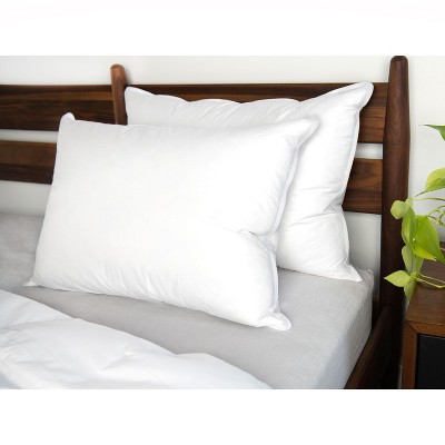 Soft White Duck Feather and Down Bed Pillows, 2-Pack