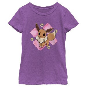 Girl's Pokemon Watercolor Eevee T-Shirt - 1 of 4