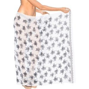 HAPPY BAY Women's Bikini Sarong Cover ups Wrap One Size Ivory Allover Turtle - 1 of 4