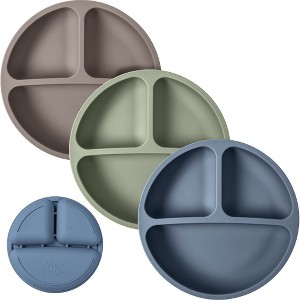 WeeSprout Toddler Plates, Silicone Divided Dishes for Toddlers and Kids, BPA-Free, 3 Pack - 1 of 4