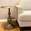HomeRoots 24" Brass Aluminum Round Pedestal End Table - 2 of 4