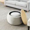 CENGHU Round Storage Ottoman, Sofa Large Footstool, Storage Chest, Work as End Table and Ottoman with Small Seat  Footrest for Living Room, Bedroom - 4 of 4