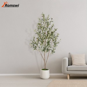 Romswi Olive Tree Artificial Indoor, 5-7 ft Tall Faux Olive Tree with White Planter, Artificial Plants, Natural Leaves Lifelike Fruits for Home Décor - 1 of 4