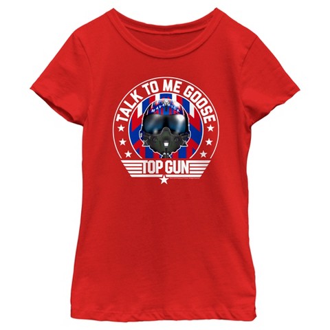 Top Gun Girl's Top Gun Maverick Talk to Me Goose T-Shirt - Red - X Small