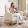 Rocking Chair Upholstered Rocking Chair for Nursery with Rubber Wood Legs, Comfy High Backrest, Side Pockets - 4 of 4