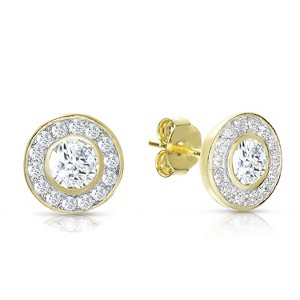 Guili Halo Stud Earrings in Sterling Silver with Gold, Rose & Rhodium Plating – Colored CZ Sparkle for a Radiant, Elegant Everyday Look - 1 of 4