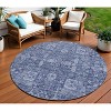 Navy Blue And Sky Blue Oriental Washable Indoor Outdoor Area Rug - 2 of 4