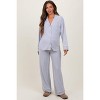 Pinkblush Heather Grey Button Down Top Wide Leg Pant Maternity Pajama Set - 2 of 4