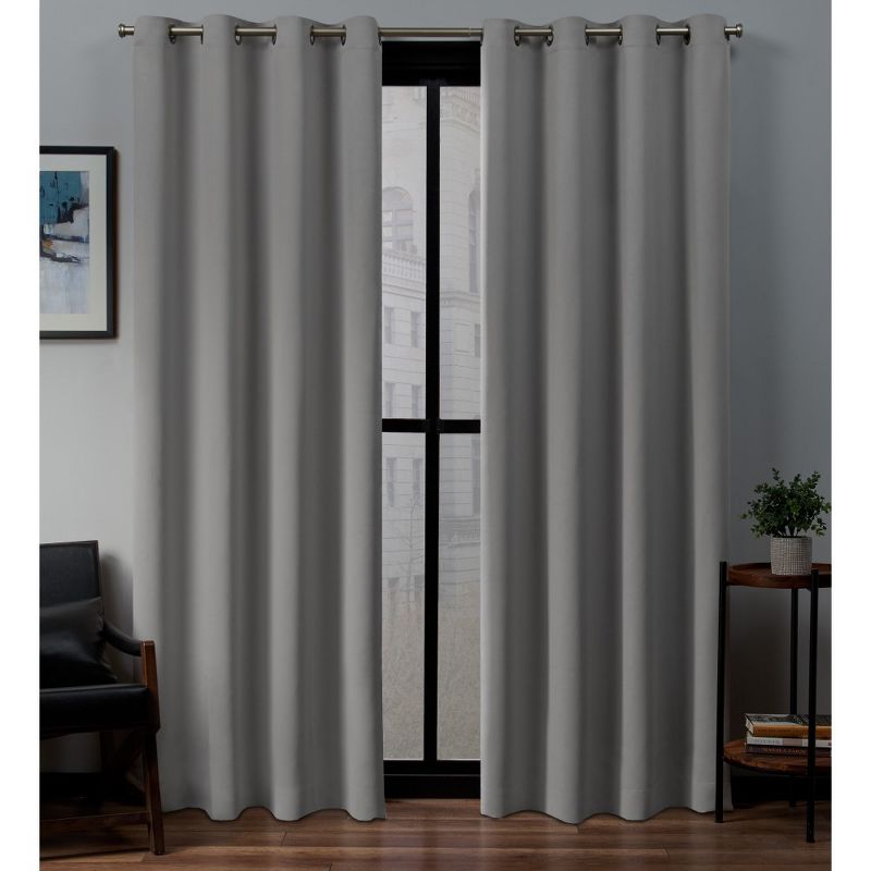 Set of 2 Sateen Twill Weave Insulated Blackout Grommet Top Window Curtain Panels - Exclusive Home, 1 of 14