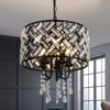 PAKOKULA Modern 5-Light Black Drum Chandelier with Glam Crystal Shade-Dimmable Hanging Light Fixture - 2 of 4