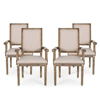 Set of 4 Maria French Country Wood Upholstered Dining Chairs - Christopher Knight Home