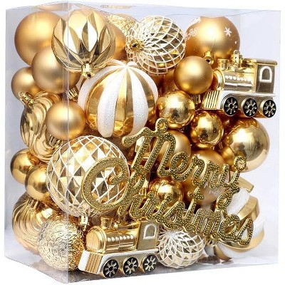 GAOMON Christmas Balls 65pcs, Christmas Tree Decoration Set, Christmas Ornaments Set for Xmas Tree Holiday Party Garland Decor