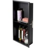 ALFI 12 x 24 Black Matte Stainless Steel Vertical Double Shelf Bath Shower Niche - 3 of 4