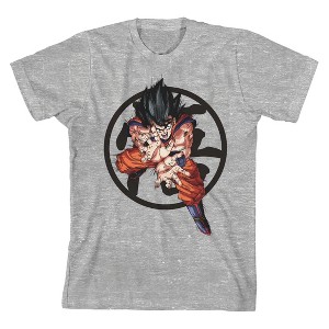 Dragon Ball Z Goku w/ Symbol Graphic Youth Boy's Athletic Heather T-Shirt - 1 of 3