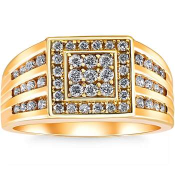 Pompeii3 1Ct TW Diamond Men's Anniversary Wedding Ring High Polished Band 10k Yellow Gold