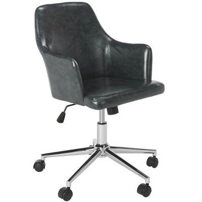 Cadence Dark Grey Faux Leather Swivel Office Chair with Chrome Base