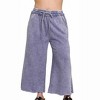 Women's Acid Washed Raw Hem Cropped Sweatpants - ZENANA - 2 of 2