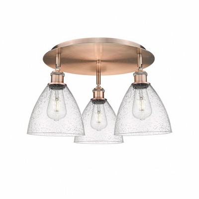 Bristol Glass - 3 Light Flush Mount In Industrial Style-10 Inches Tall and 19.25 Inches Wide