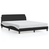 vidaXL Bed Frame without Mattress Black and White 59.8"x79.9" Faux Leather - 2 of 4