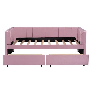 Comfort and Storage Features Twin Upholstered Daybed, Ergonomic Backrest and 2 Drawers - 1 of 4