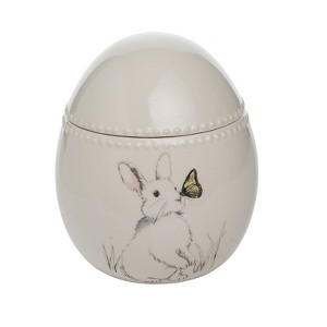 Transpac Dolomite 7 in. White Easter Bun Buns Egg Cookie Jar - 1 of 2