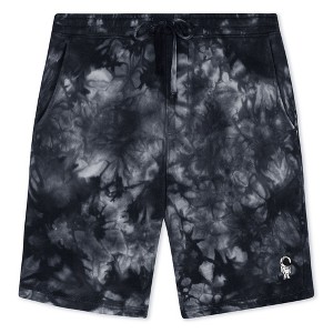 Dalix Mens Ghost Tie Dye Midweight Fleece Shorts in Black XL X-Large - 1 of 4
