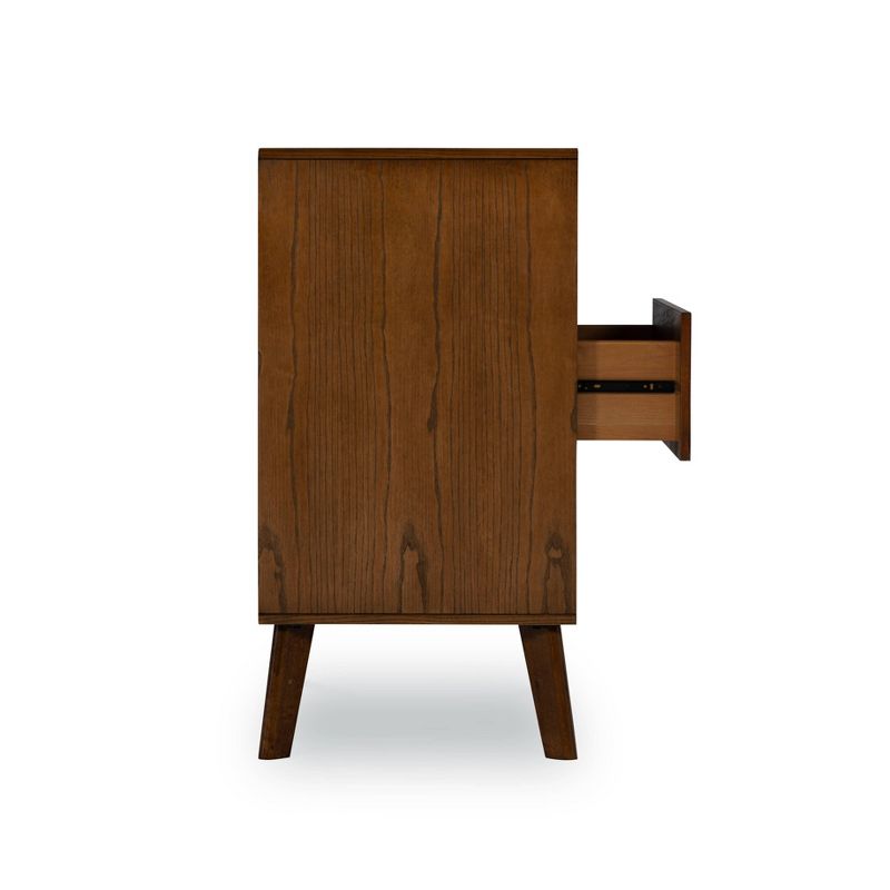 Reid Mid-Century Modern Wood 6 Drawer Chest Dresser Walnut - Linon, 5 of 14